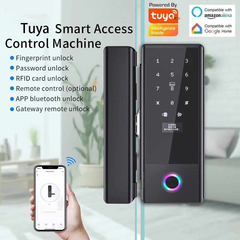 Smart Door Lock Wifi - กุญแจล็อคประตูกระจก Ttlock Ble แบบสมาร์ท ไม่ต้องเจาะ ระบบไบโอเมตริกซ์