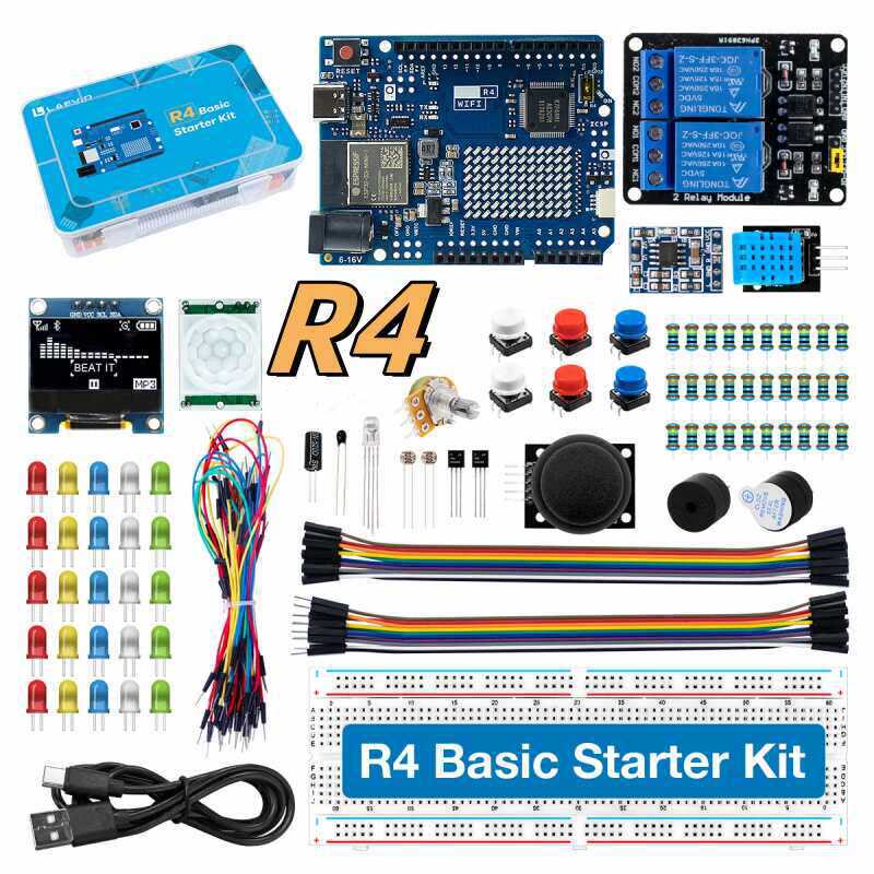 Electronics Project Kit - ชุดเริ่มต้นสำหรับการพัฒนา UNO R4 ที่รองรับ Wi-Fi พร้อมเซ็นเซอร์และส่วนประกอบอิเล็กทรอนิกส์