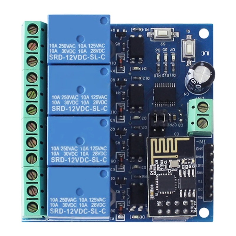 Esp8266 Relay Module - ESP8266 ESP-01 4-way WiFi โมดูลรีเลย์ 12V
