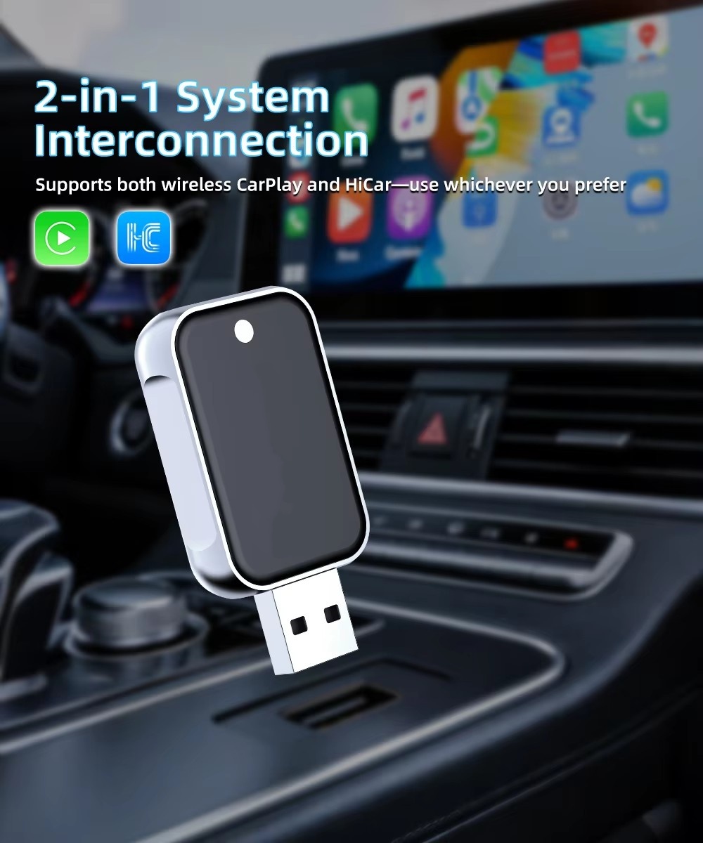 Wifi Smart Plug - HGB0E 2-in-1 กล่องสมาร์ทสำหรับรถยนต์ อะแดปเตอร์ไร้สาย CarPlay &
