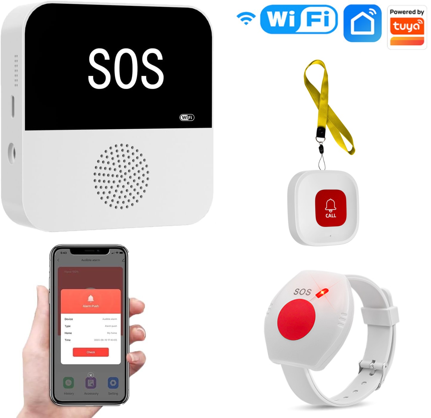Wifi Smart Plug - Wireless WiFi ผู้ดูแลผู้สูงอายุ Pager ปุ่มโทร SOS